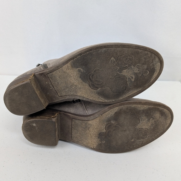 Ankle Boots Size 8 Tan Zip Faux Suede Low Block Heel - Picture 7 of 7